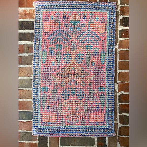 Anthropologie Other - Anthropologie Pink Blue Woven Accent Rug